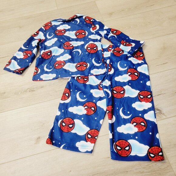 Spiderman Toddler Boys Sz 2T Long Sleeve Shirt Pants 2 pc Fleece Pajama Set - Picture 5 of 5